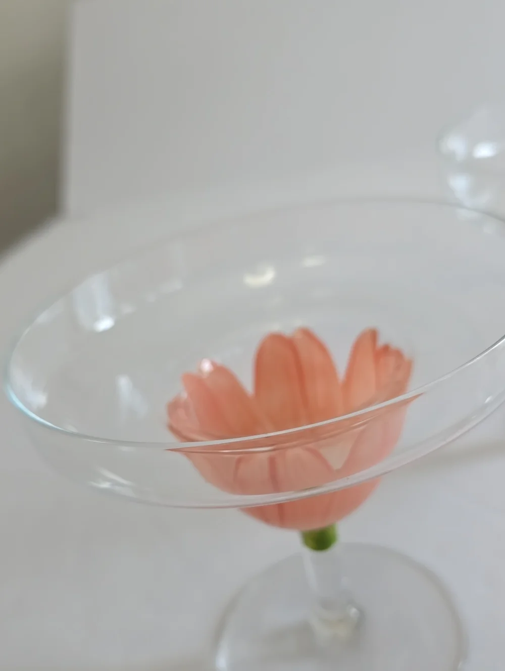 Vintage MCM Tiki Set Of 3 Handpainted Pink Tulip Margarita Stemware Glasses